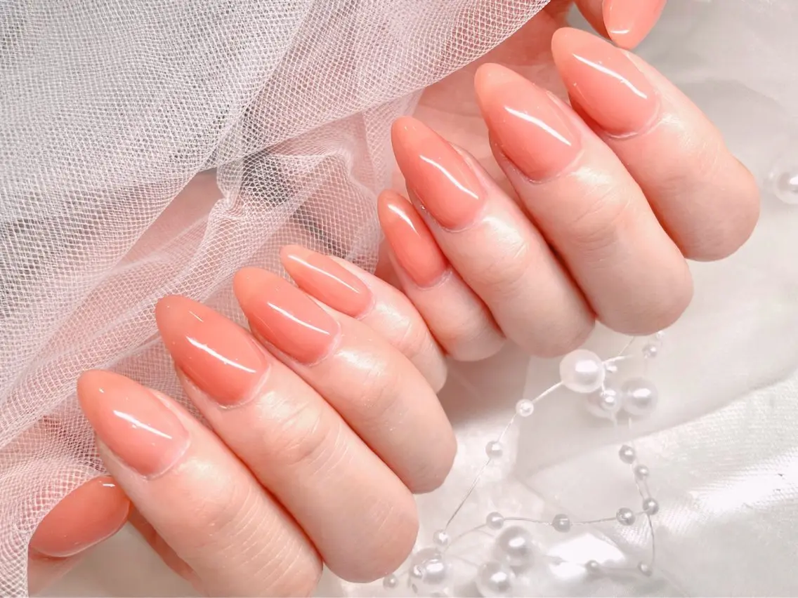 ネイル オレンジ 春ネイル ハンドネイル ゆりか joieange福島のネイルデザイン