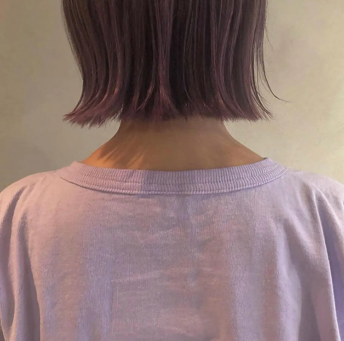 ミディアム カラー ピンクカラー ピンクパープル パープルカラー ヘアカラー トリートメント yajima Moemiのヘアスタイル
