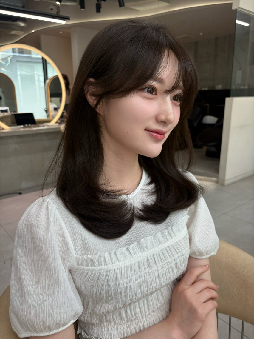 セミロング カット 縮毛矯正 トリートメント 福岡縮毛矯正✨️ ストレート 向井和輝のヘアスタイル