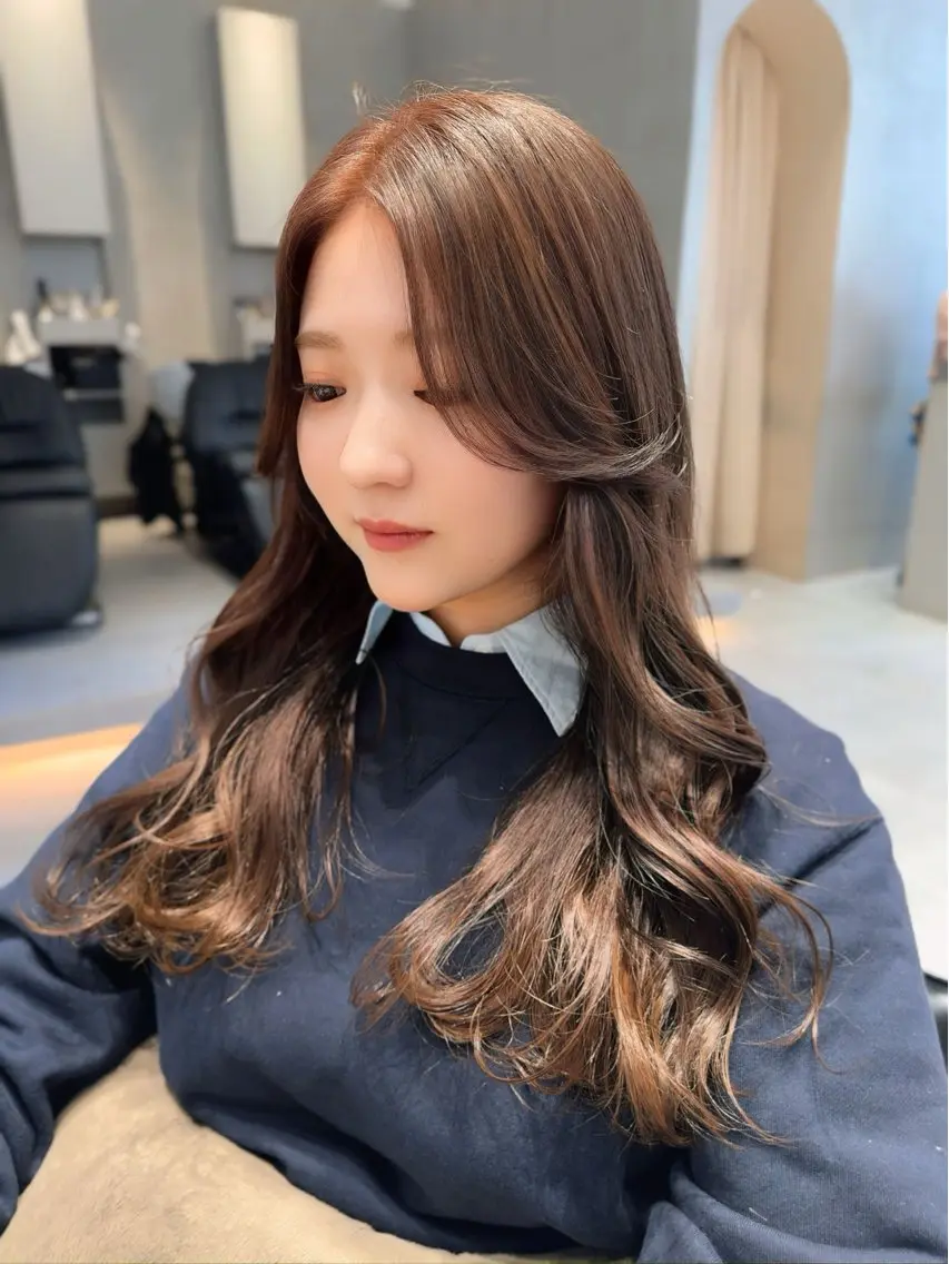 ロング カラー カット ヘアカラー トリートメント ヘアセット 🎀韓国レイヤー 🇰🇷mireiのヘアスタイル