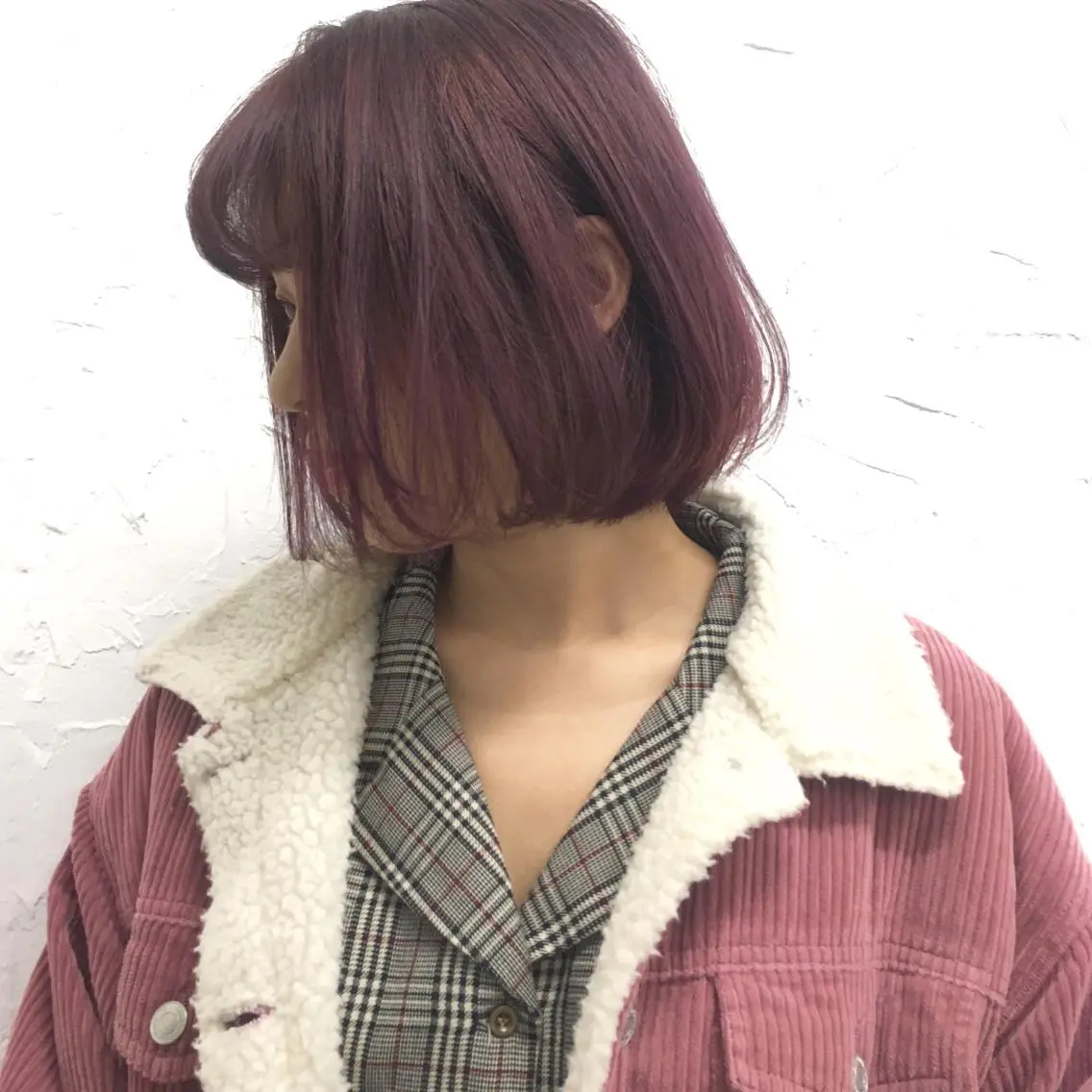 ショート カラー ピンクカラー ピンクパープル パープルカラー 脱！黒髪 ダブルカラー【上野】のヘアスタイル