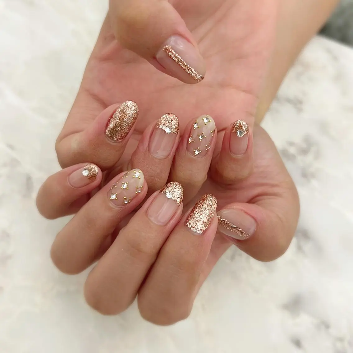 ネイル アートネイル フレンチネイル ラメ(グリッター) nail salon Regaosのネイルデザイン