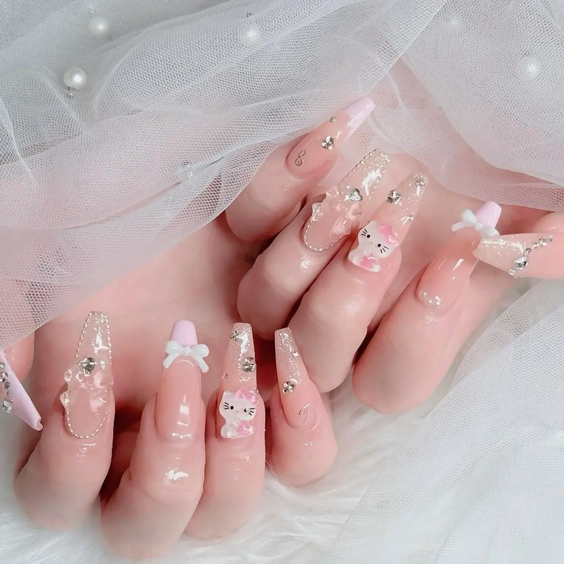 ネイル フットネイル フレンチネイル グラデーション 韓国ネイル ロングネイル ハンドネイル Hani Nail Salonのネイルデザイン