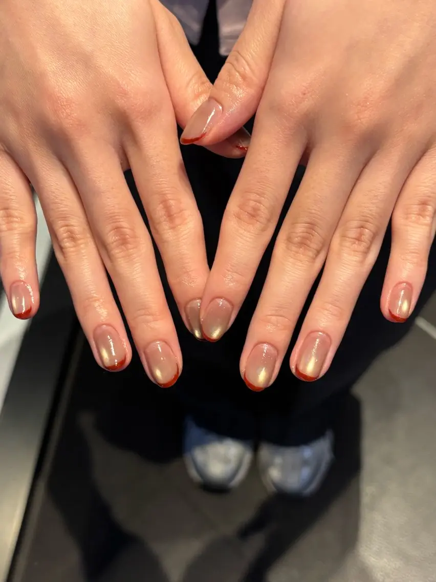 ネイル フレンチネイル マグネットネイル マグネットフレンチ ハンドネイル yumika /心斎橋Noaのネイルデザイン