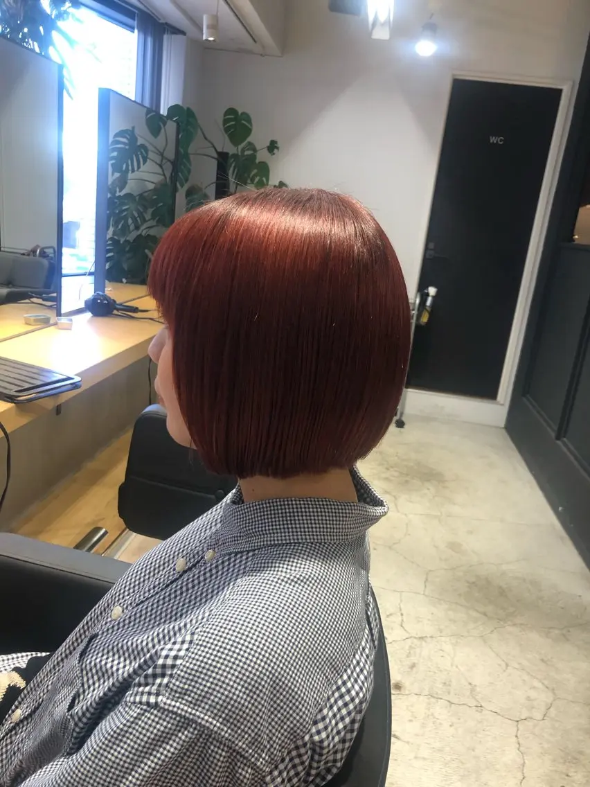 ショート カラー ベージュカラー オレンジ オレンジベージュ ボブ ✨髪質改善ストレート ×ミニボブ✨萩原 翼のヘアスタイル
