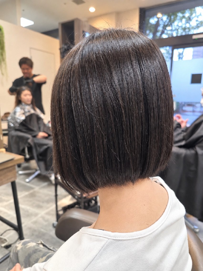 ミディアム 切りっぱなしボブ ボブ カット ヘアセット 石川(park) ジェウンのヘアスタイル