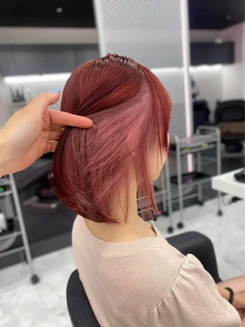 ショート ヘアカラー 赤髪/ワインレッド/ 韓国系 まなかのヘアスタイル
