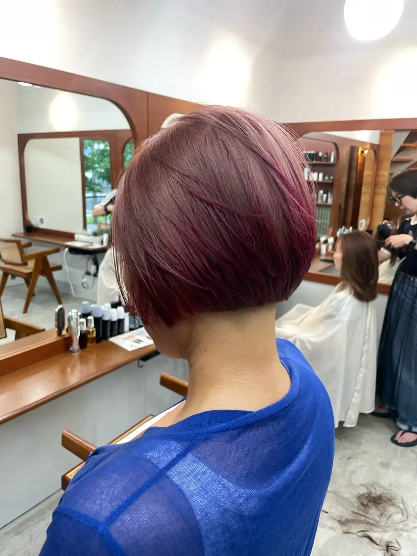 ショート カラー ベージュカラー デザインカラー ピンクカラー ピンクベージュ 五十嵐 雄毅のヘアスタイル