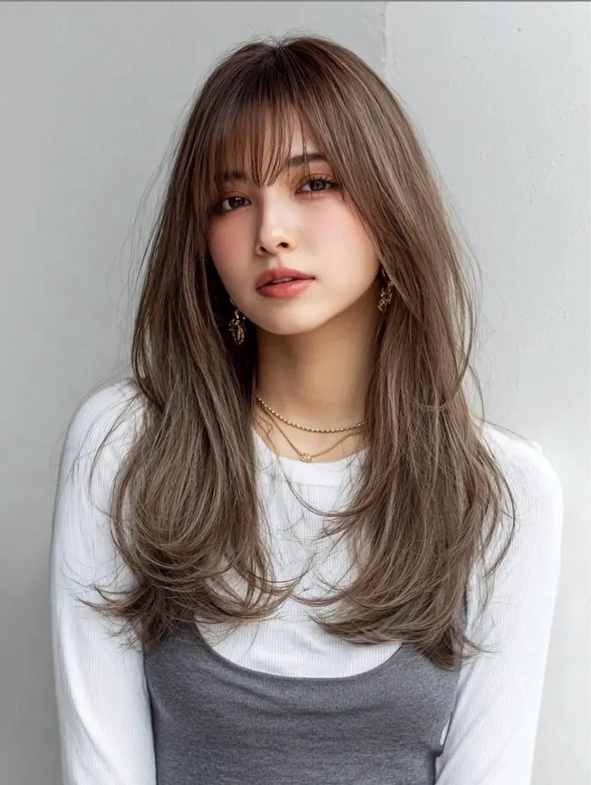 ロング カラー ヘアカラー 韓国×艶ハイトーンが かわいい✨️リオ🍒のヘアスタイル
