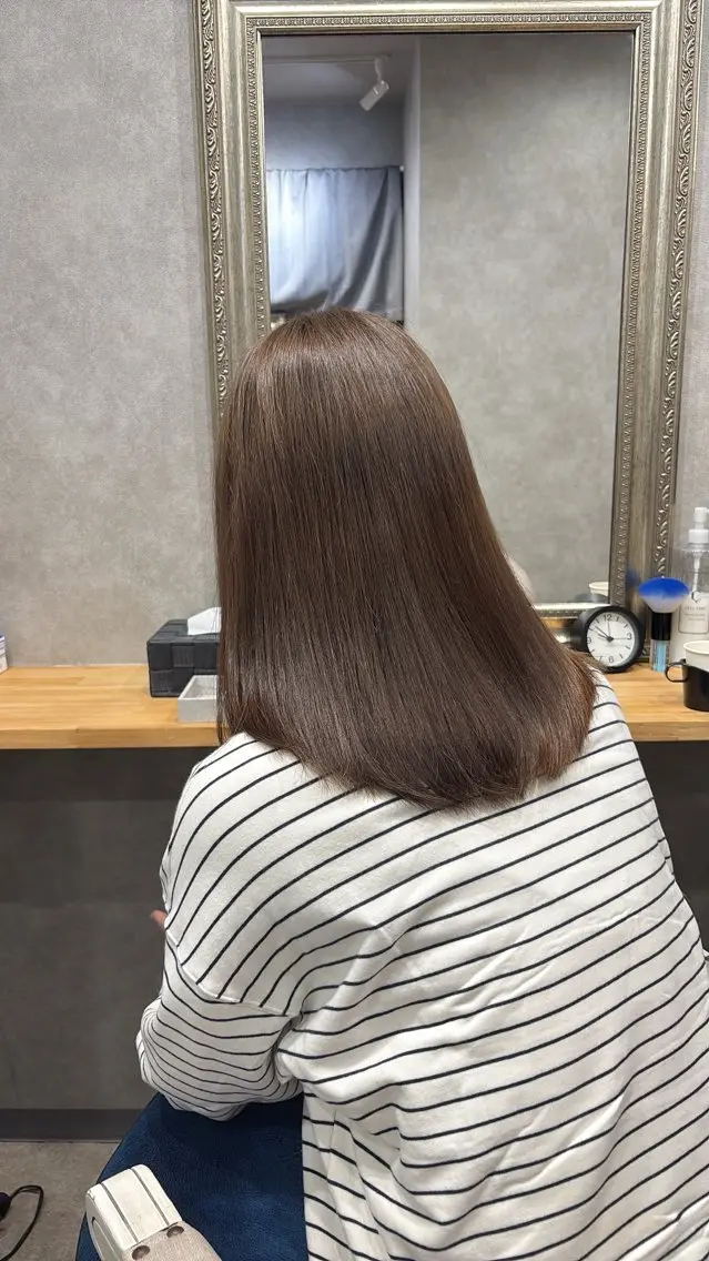 セミロング カラー グレージュ カット ヘアカラー トリートメント 透明感カラー/ ブリーチ無し/RYOのヘアスタイル