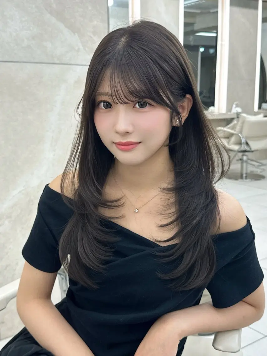 ロング ヘアカラー 🍑韓国風レイヤー 🍑莉子のヘアスタイル