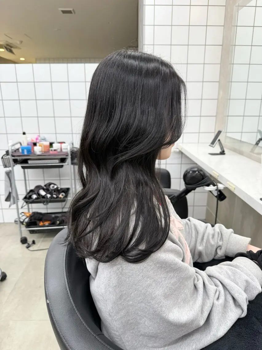 ロング カラー パーマ ヘアアレンジ メンズ キッズ 上品＆韓国風 🥀海心🥀のヘアスタイル