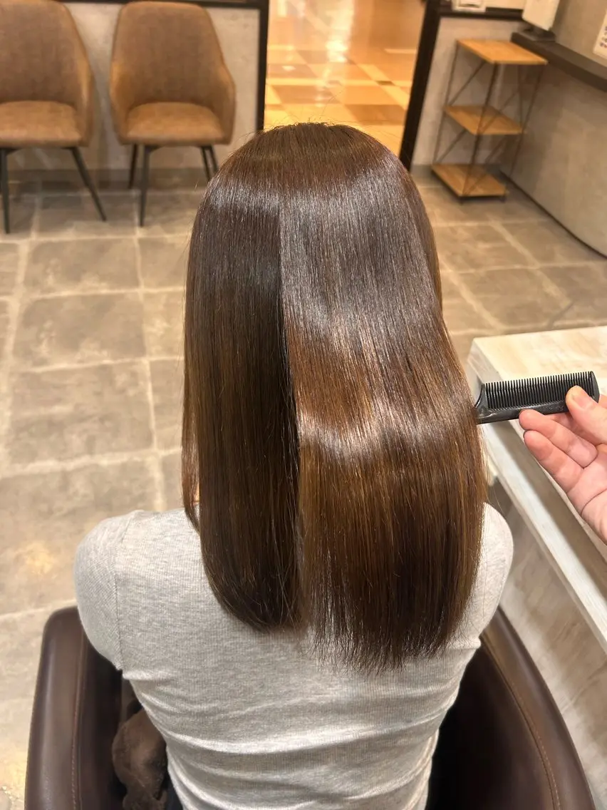 ミディアム パーマ 縮毛矯正 高田 佳苗のヘアスタイル