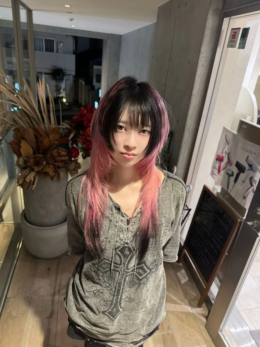 ロング カラー ハッシュカット レイヤーカット ウルフカット カット ヘッドスパ アニメ美容師/ウルフ ハッシュカット/僚汰のヘアスタイル