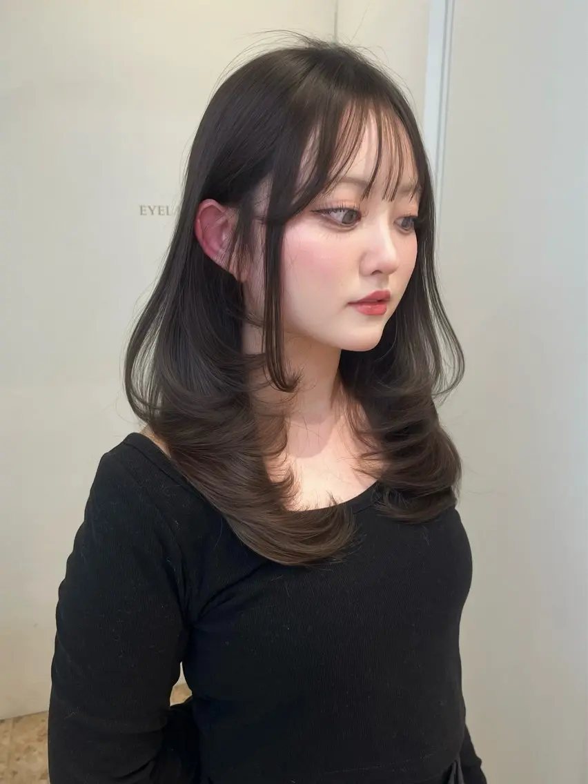セミロング カラー ブラウンカラー レイヤーカット カット ヘアカラー トリートメント 透明感カラー/レイヤ ー/京都/Himaのヘアスタイル