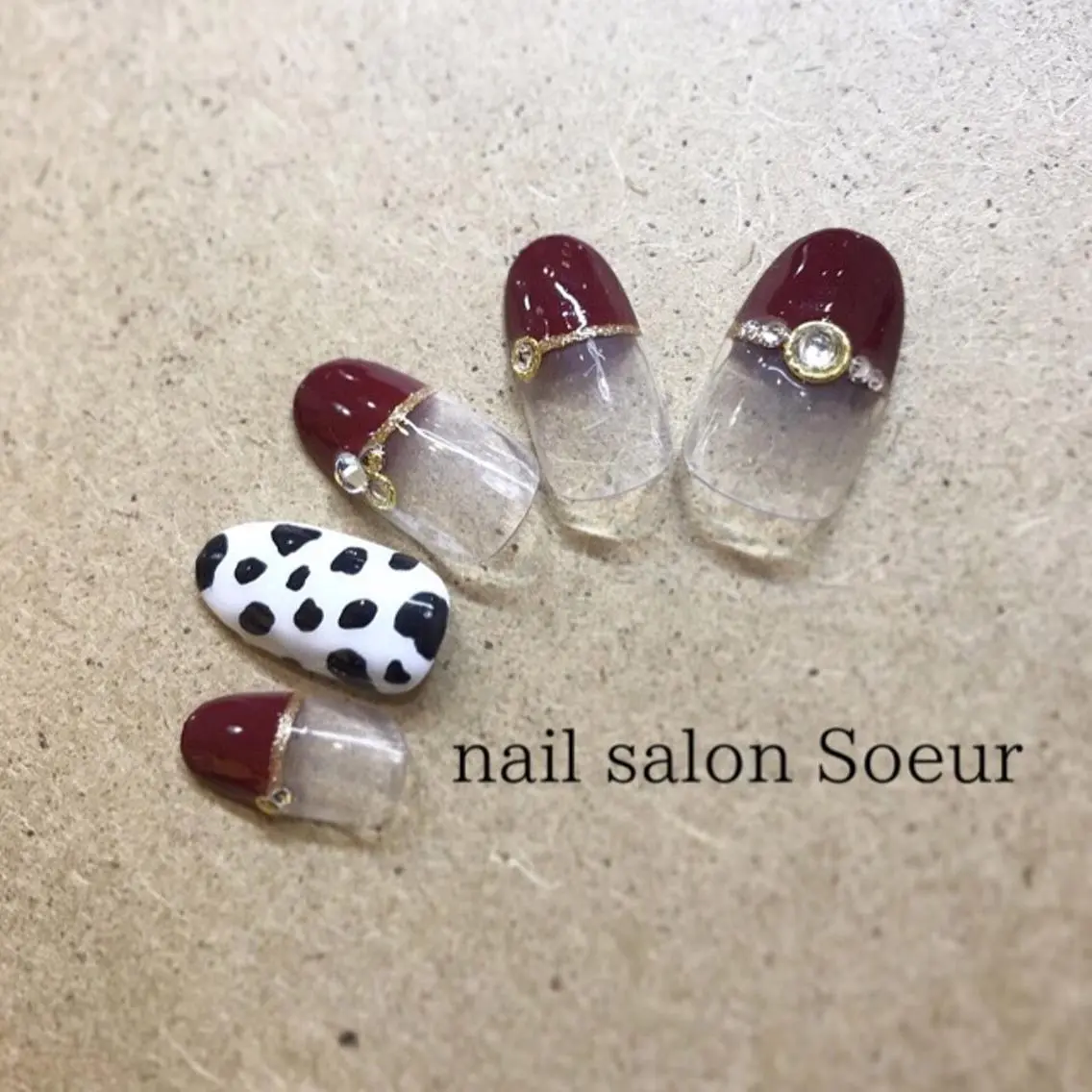 ネイル アニマル柄 アートネイル べっ甲ネイル フレンチネイル nail salon Soeurのネイルデザイン