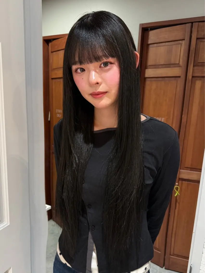 ロング カラー パーマ 黒髪 カット ヘアカラー 縮毛矯正 トリートメント mai / linoah˚✧のヘアスタイル