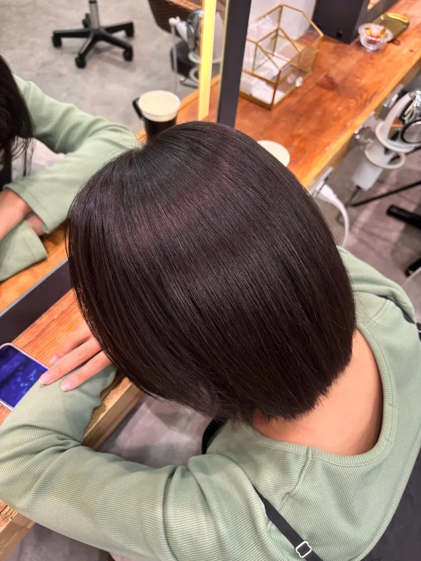 ミディアム 髪質改善 縮毛矯正 似合う赤み消しカラー ＊こうき［恵比寿］のヘアスタイル