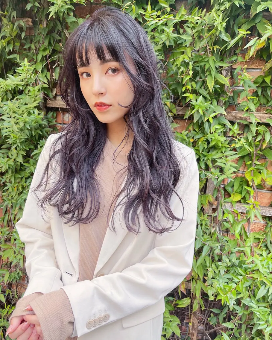 セミロング カラー ラベンダーカラー ヘアカラー トリートメント AiM 大名　似合わせカットのヘアスタイル
