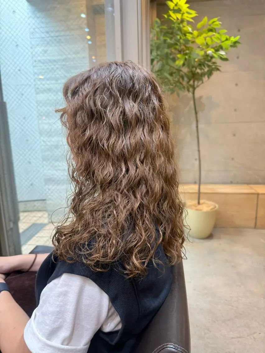 セミロング カット パーマ 🌈朝5分で簡単 おしゃれパーマ🌈のヘアスタイル
