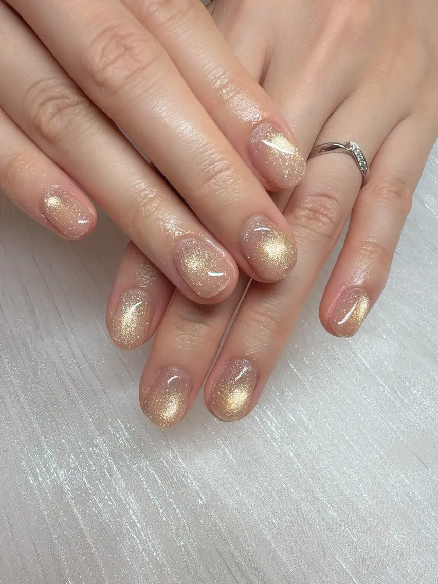 ネイル ゴールド マグネットネイル ハンドネイル teddybear nailsのネイルデザイン