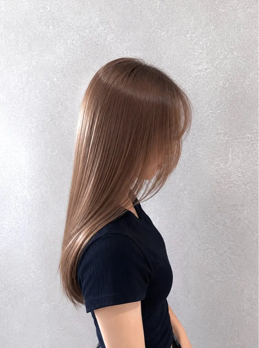 ロング カラー ベージュカラー ブリーチ ミルクティーベージュ 髪質改善 トリートメント ヘアカラー トリートメント YURA【髪質改善 /韓国レイヤー】のヘアスタイル