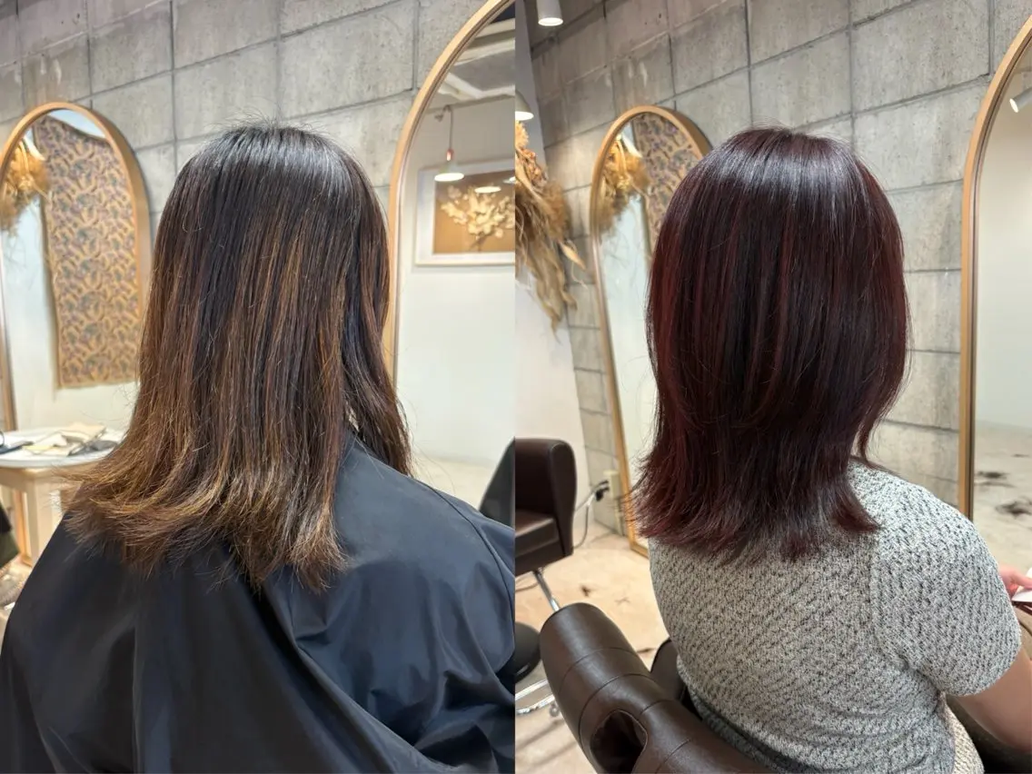 ミディアム カラー カット ヘアカラー トリートメント 中村 潮音のヘアスタイル