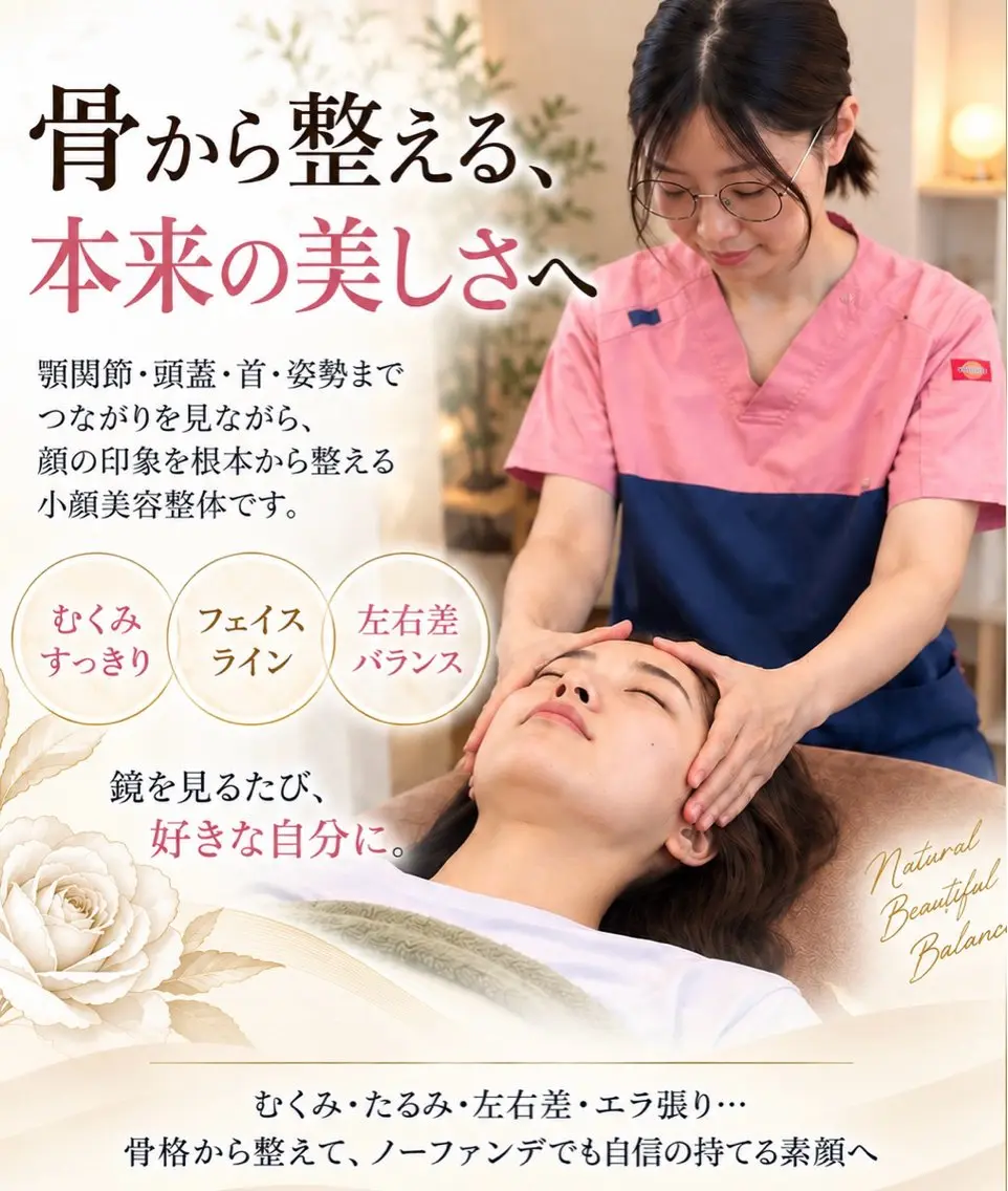 平日限定1日2名‼️小顔調整&真の正しい姿勢♪⦅顔やせ/たるみ/姿勢改善/小顔ケア/エラ改善⦆の写真