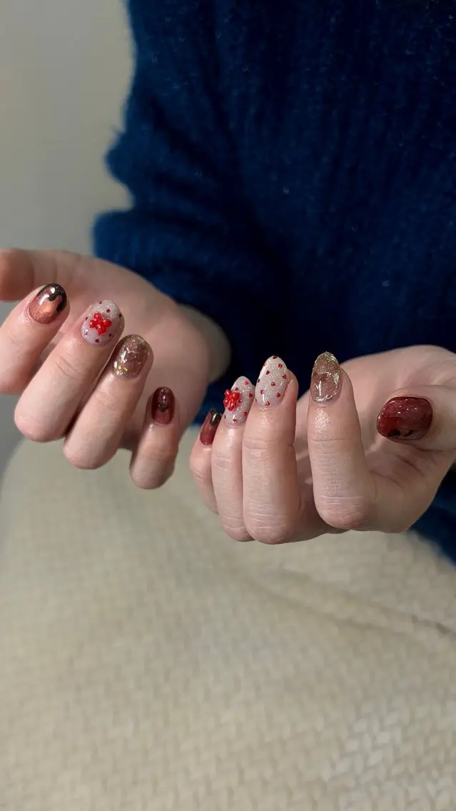 ネイル バレンタイン ハンドネイル THREE nail 長谷川のネイルデザイン
