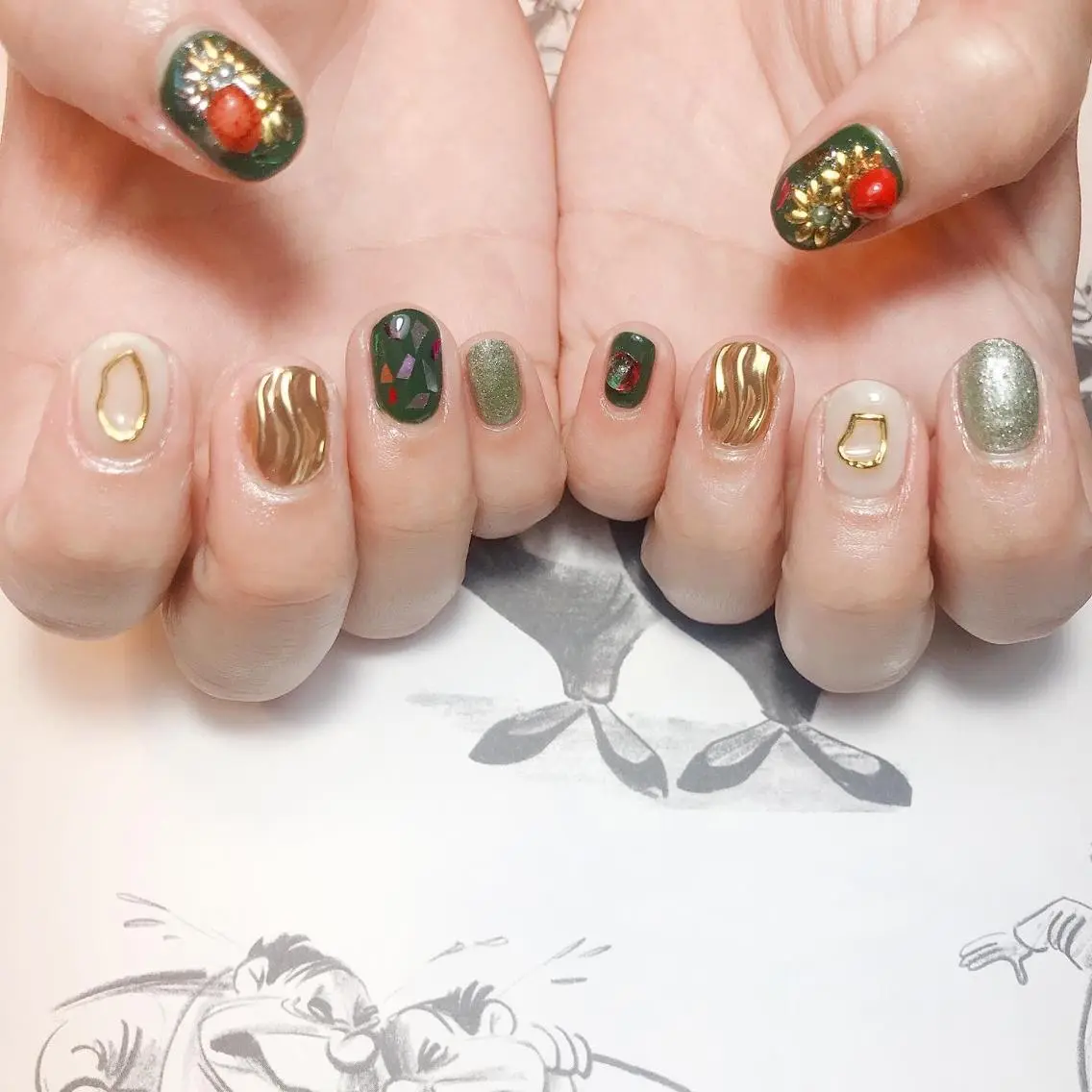 ネイル 成人式 ミラーネイル owlnail /持込みデザイン専門のネイルデザイン
