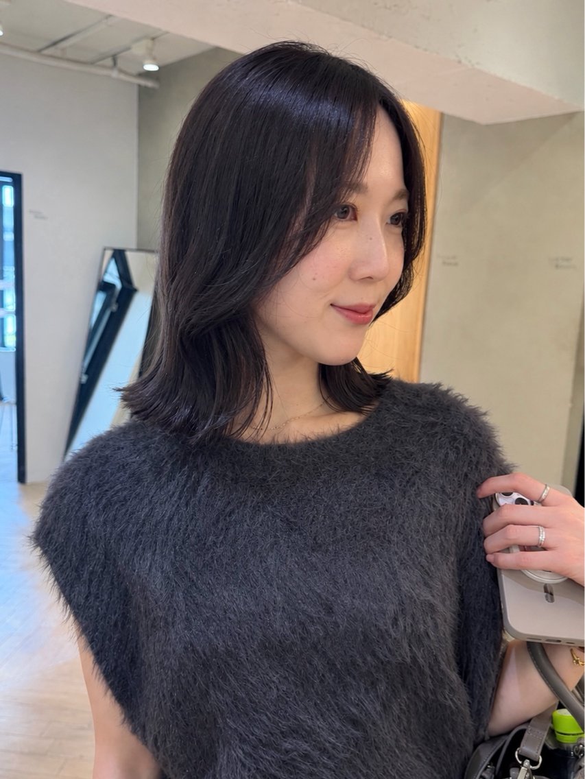ミディアム カラー ヘアカラー トリートメント レイヤー/顔まわり/ 暖色/栄 🎀maoのヘアスタイル