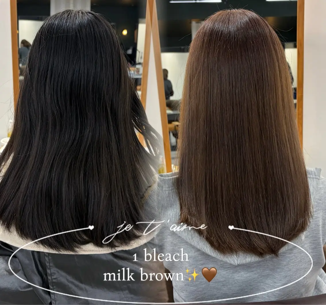 セミロング カラー ブリーチ ブラウンカラー 透明感カラー ここね/透明感 カラー/ナチュラルのヘアスタイル