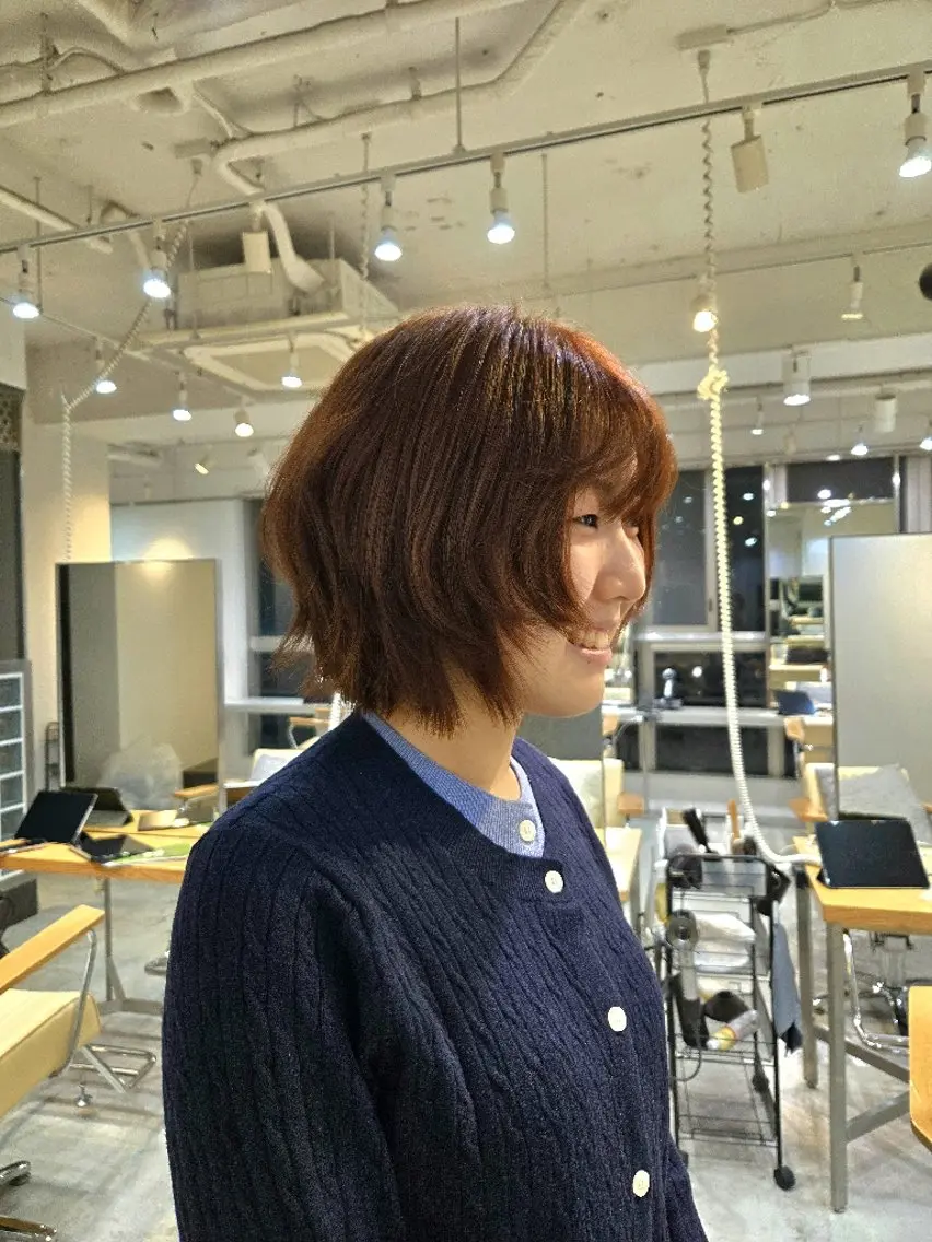 ミディアム オレンジブラウン ヘアカラー 柏Wcolor/UC HIBORINAMIのヘアスタイル