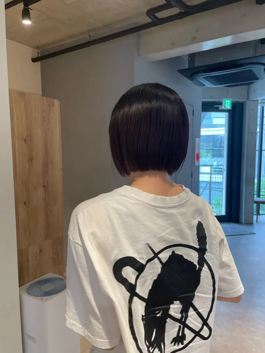 ショート カラー ボルドーカラー カット ヘアカラー 葉月/ボブ/ 透明感カラー／中目黒のヘアスタイル
