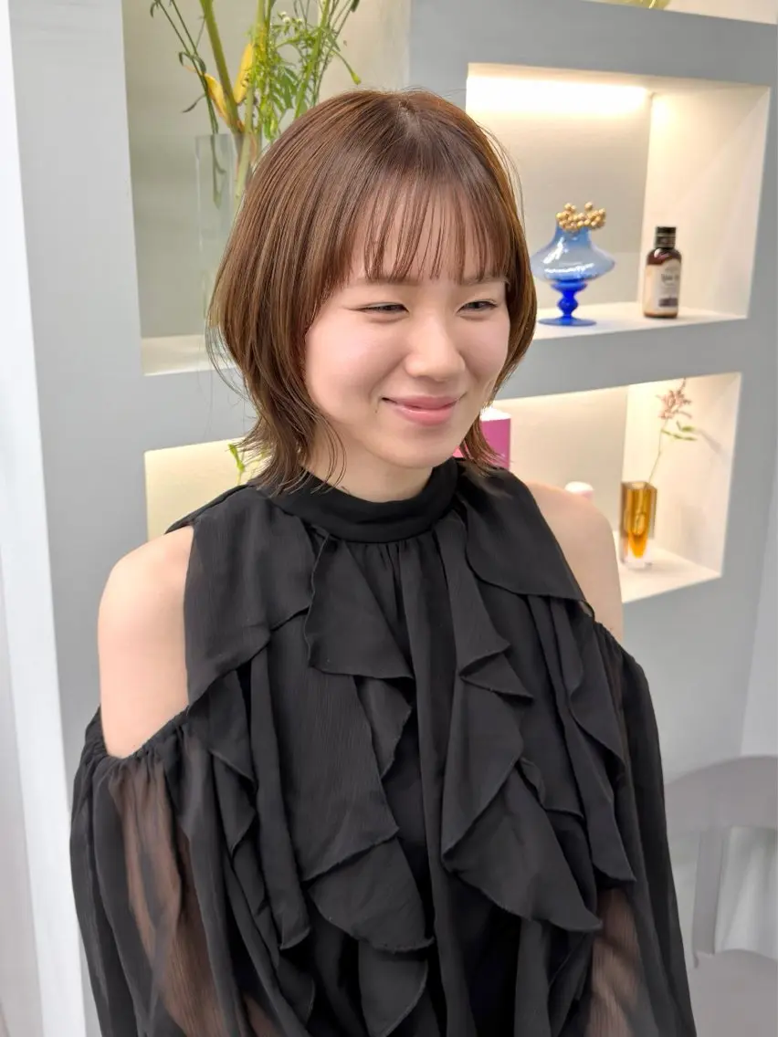 ショート カラー ボブ くびれヘア カット ヘアカラー トリートメント 挟間  直人のヘアスタイル