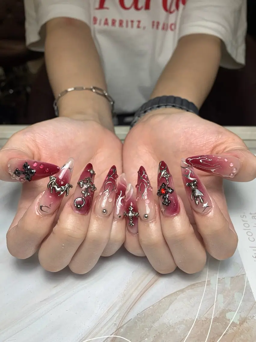 ネイル フレンチネイル ジェルネイル 韓国ネイル マグネットネイル マグネットフレンチ akina nailsのネイルデザイン