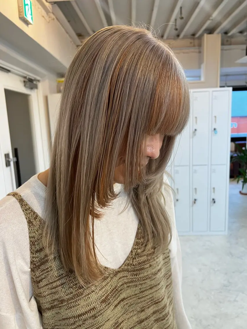 ロング カラー ブリーチ ブラウンカラー デザインカラー オレンジ オレンジブラウン 🤍中野 レオ🤍のヘアスタイル