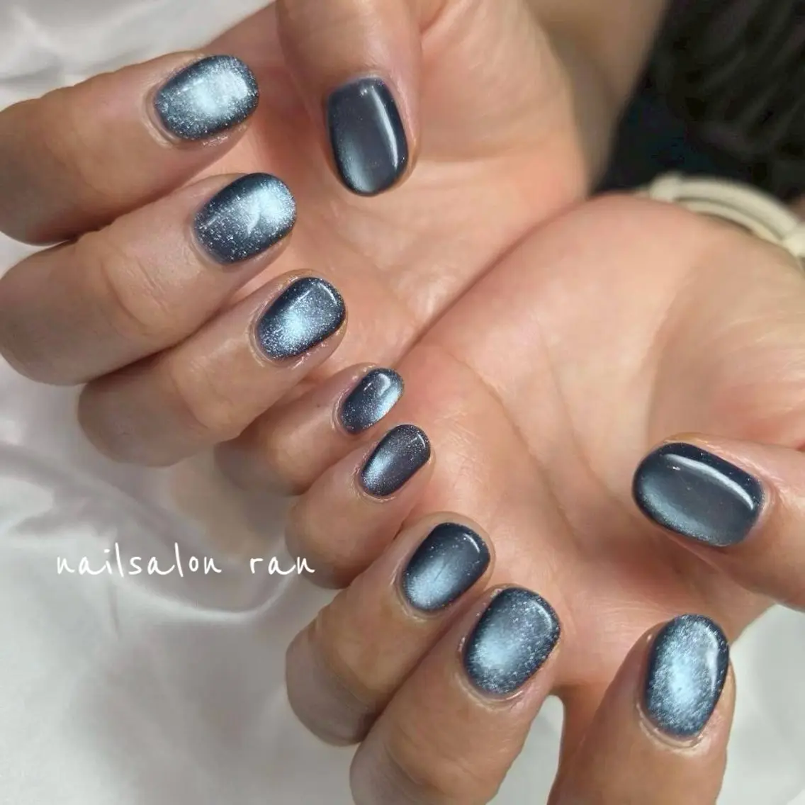 ネイル ブルー マグネットネイル ハンドネイル nailsalon ranのネイルデザイン