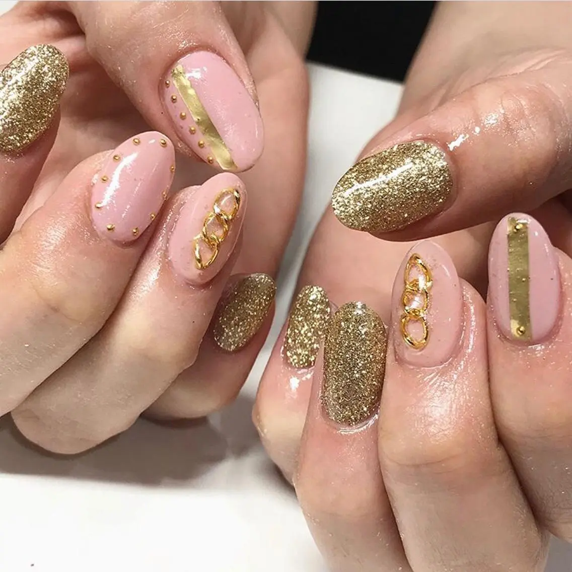 ネイル 渋谷／チップ長さ出し 👑アプレgel-xのネイルデザイン