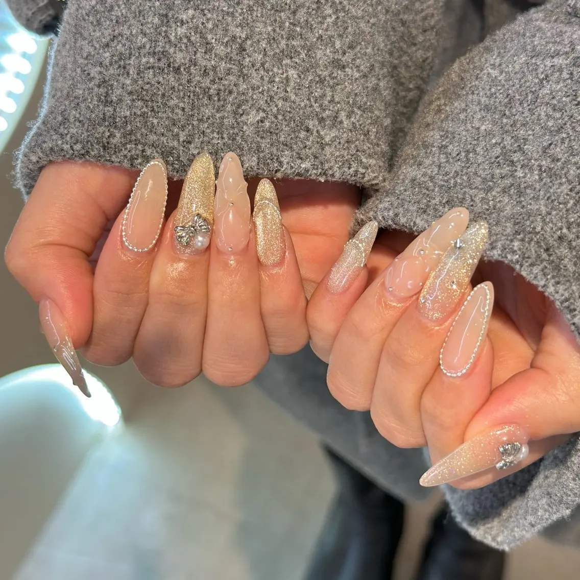 ネイル 長さ出し フレンチネイル ジェルネイル 韓国ネイル ロングネイル ハンドネイル fukuyasu rikaのネイルデザイン