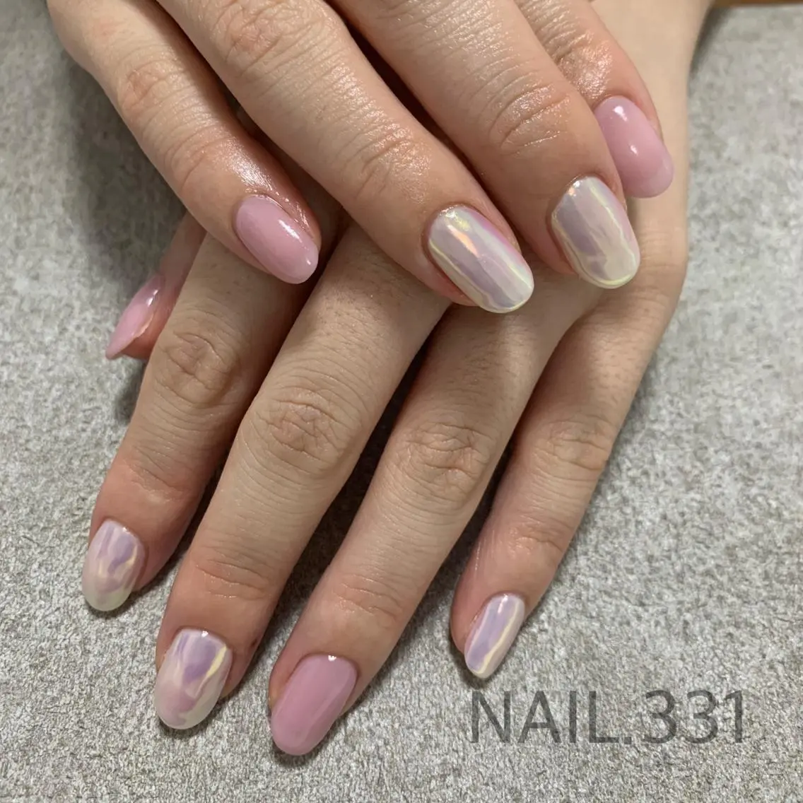 ネイル オーロラネイル ピンク 夏ネイル Nail 331のネイルデザイン