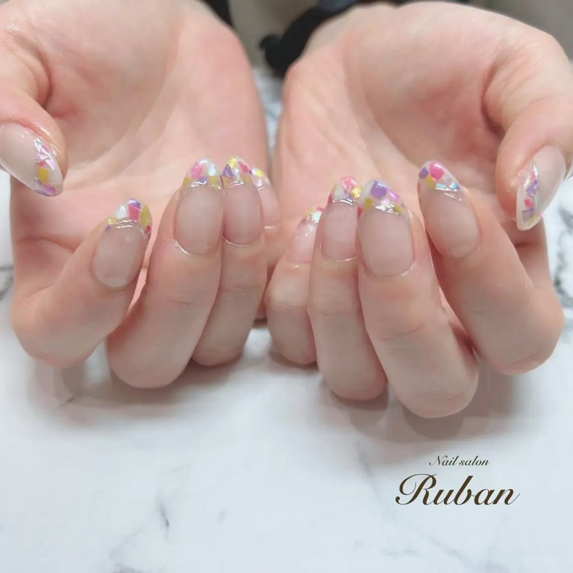 ネイル 長さ出し フレンチネイル 持ち込み Nail salon Rubanのネイルデザイン