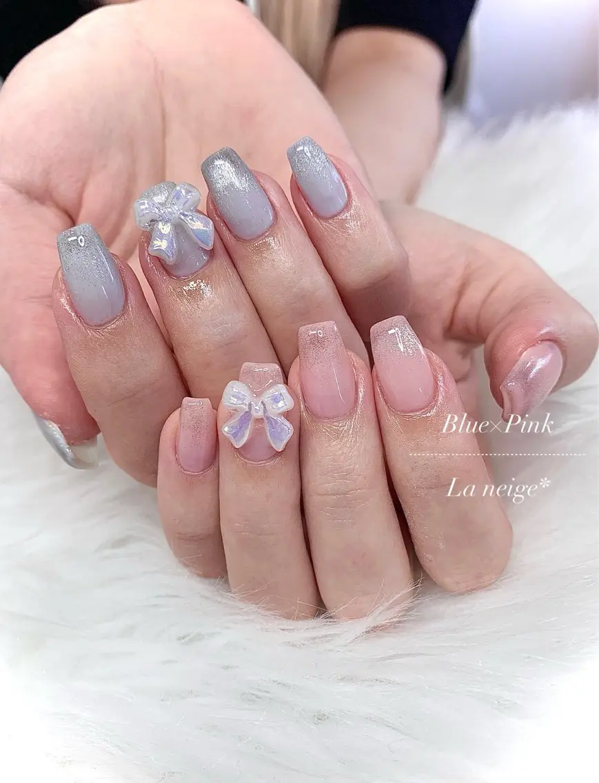 ネイル リボン ハンドネイル La neige* yuki 🐩🌙のネイルデザイン