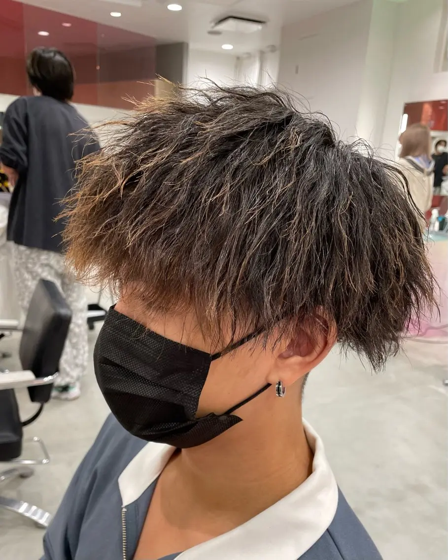 ショート パーマ メンズカット ボブ/米崎駿也のヘアスタイル