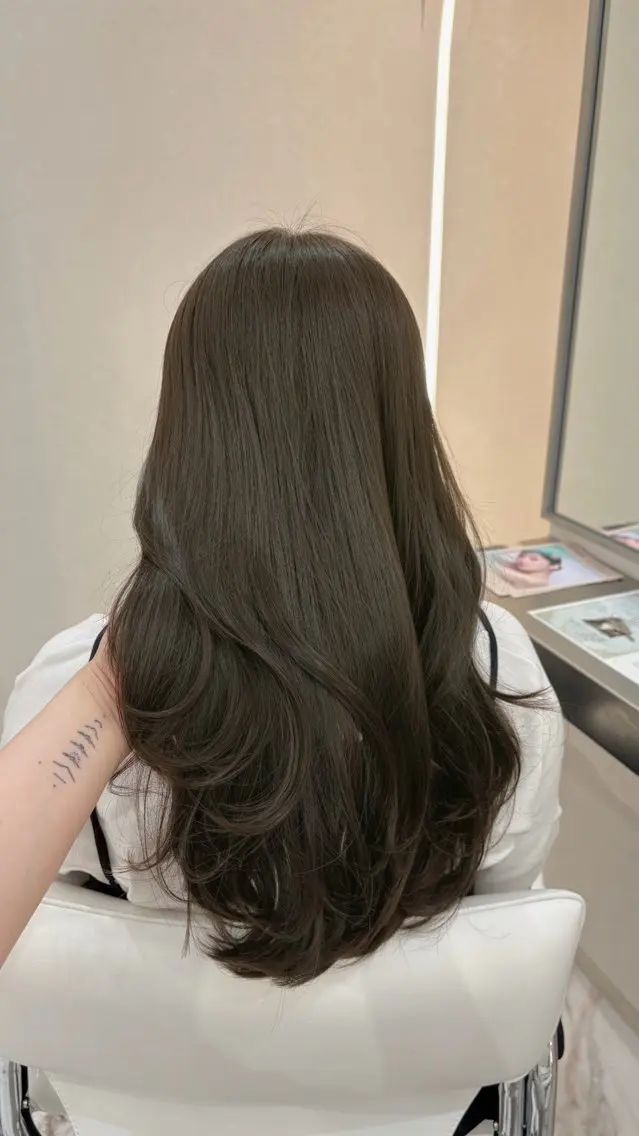 ロング カラー パーマ ベージュカラー ブリーチ 透明感カラー ダブルカラー グレージュ カット ヘアカラー トリートメント TOMO/ブリーチ 無しオリーブのヘアスタイル