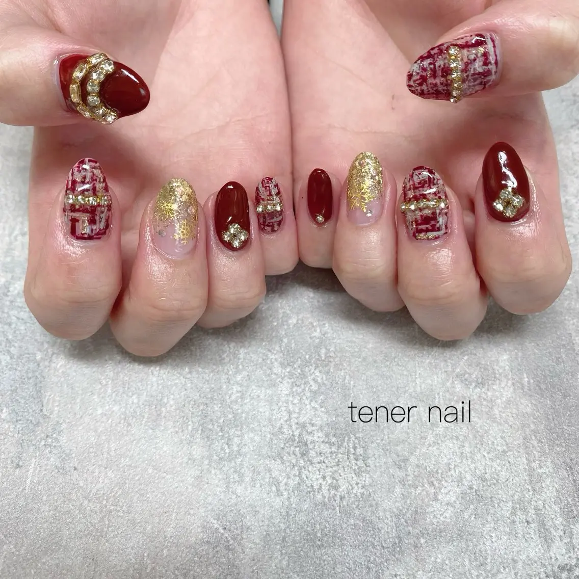 ネイル キラキラネイル ツイードネイル ハンドネイル テネルネイル tener nailのネイルデザイン