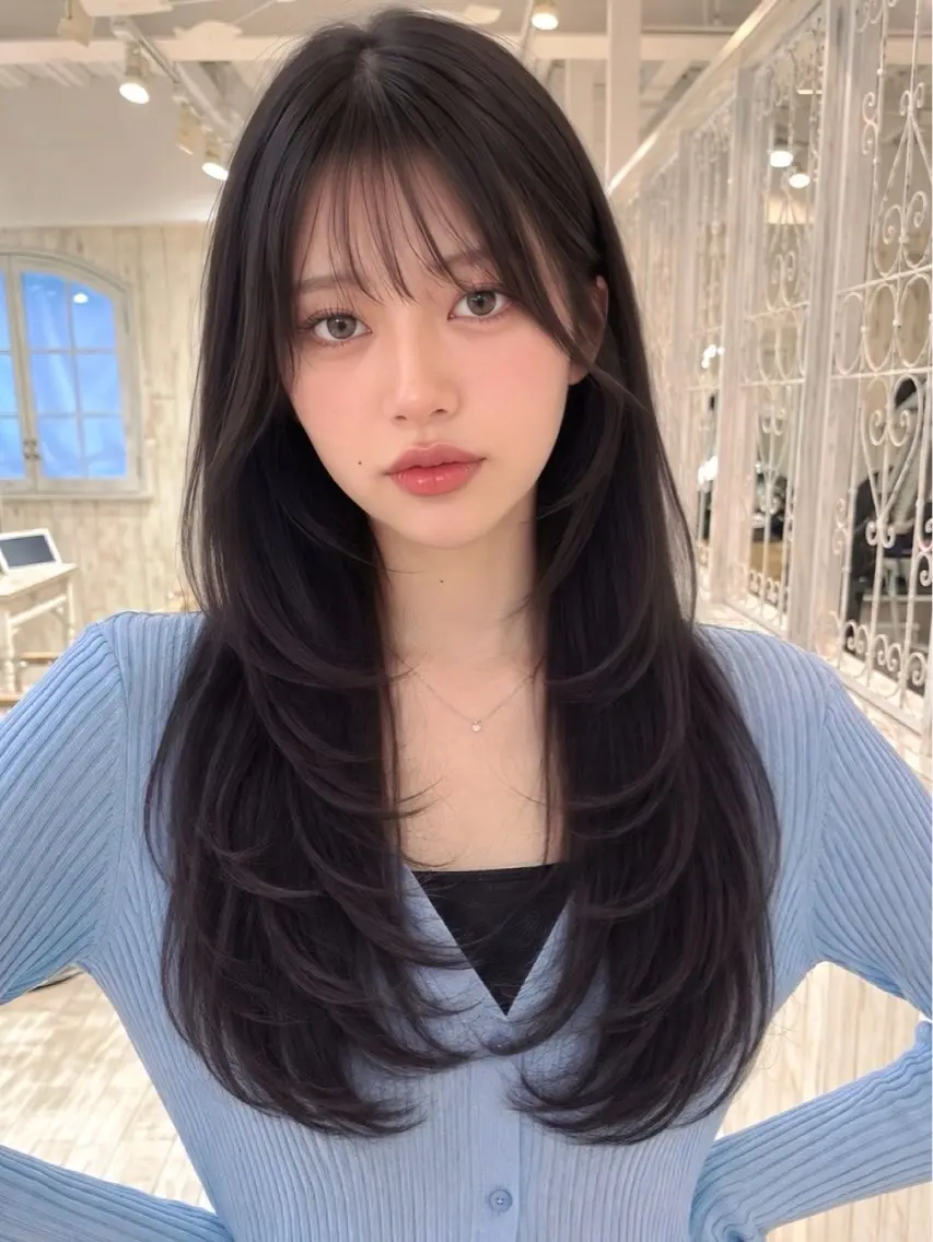 ロング カラー カット ヘアカラー トリートメント 【韓国ヘア×透明感 カラー】笹谷 莉未のヘアスタイル