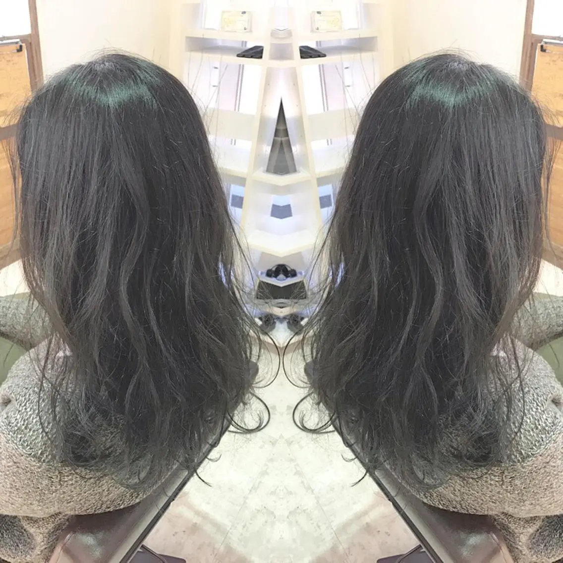 セミロング ロング カラー バレイヤージュ グレージュ レイヤーカット 青木 茂樹⭐️ 透明感カラーのヘアスタイル