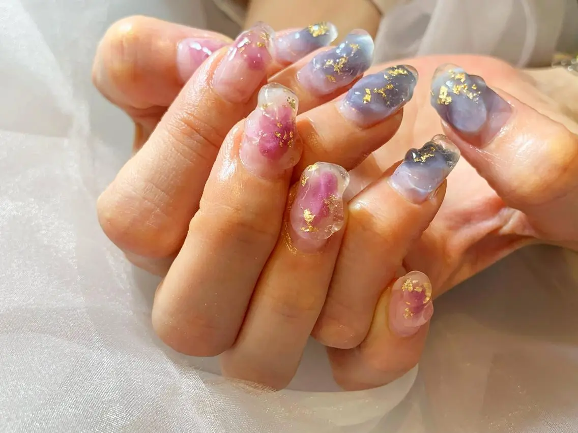 ネイル アートネイル クリアネイル ぷっくりネイル ハンドネイル GéRanium Harukaのネイルデザイン