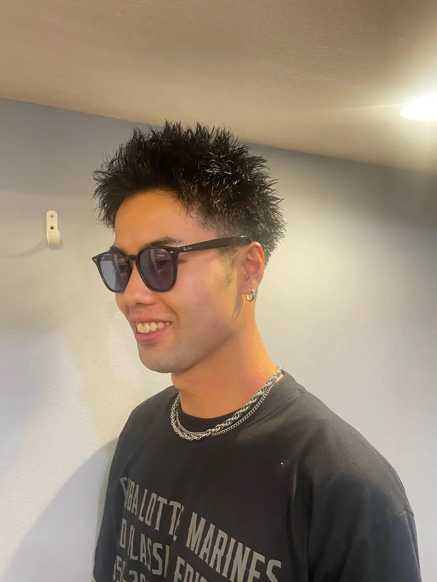 ショート パーマ メンズ カット パーマ ヘアセット 心斎橋/メンズ /ルレイル/地形真希のヘアスタイル